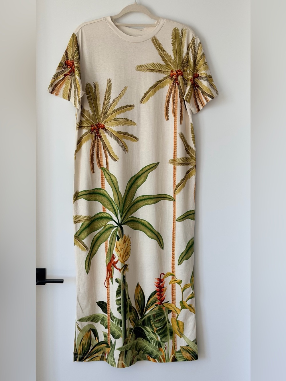 FARM RIO Tropical Palm Print Maxi Dress COVERUP Cream & Green - Picture 2 of 7